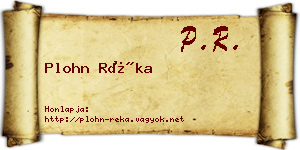 Plohn Réka névjegykártya